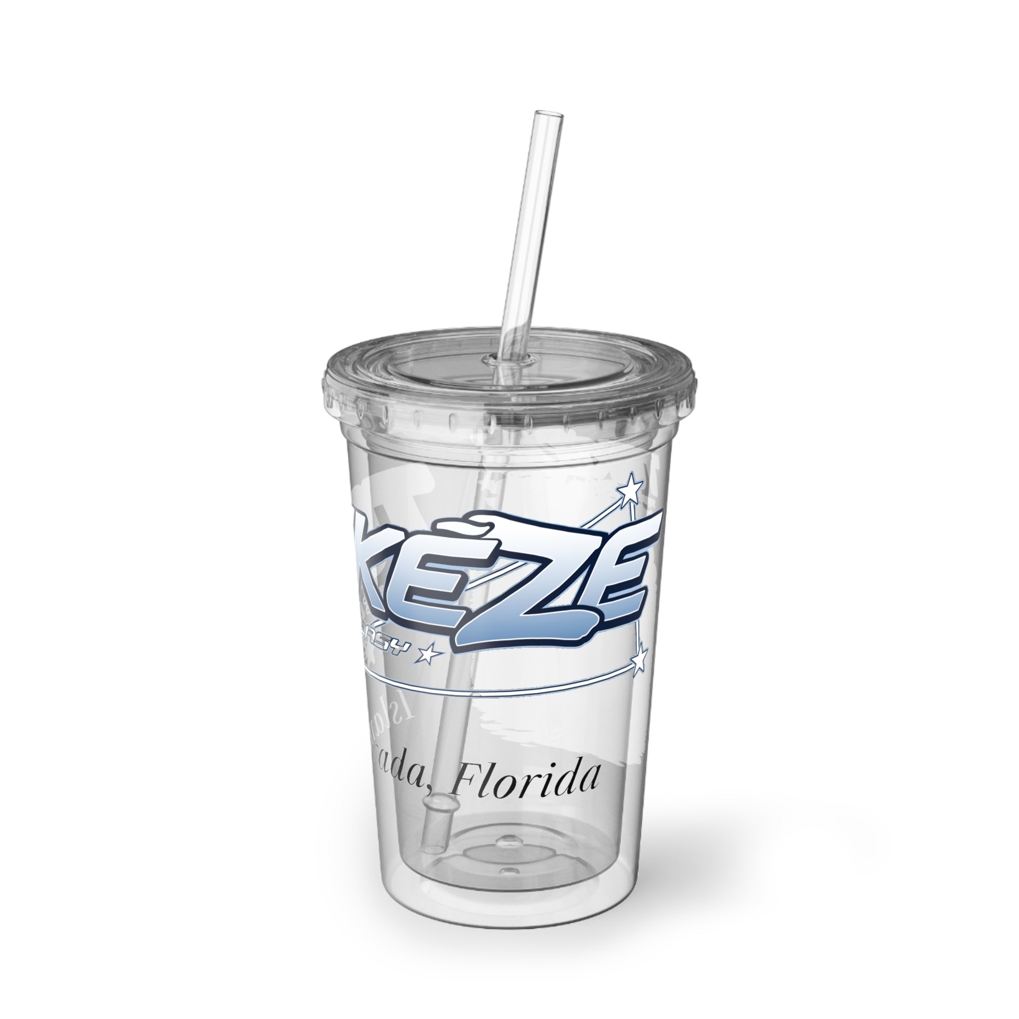 Tekéze Florida Keys Logo Acrylic Cup | Clear Tumbler with Straw