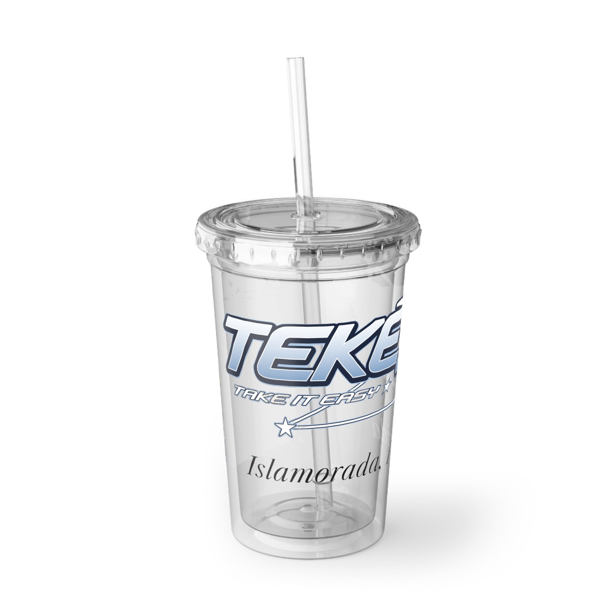 Tekéze Florida Keys Logo Acrylic Cup | Clear Tumbler with Straw