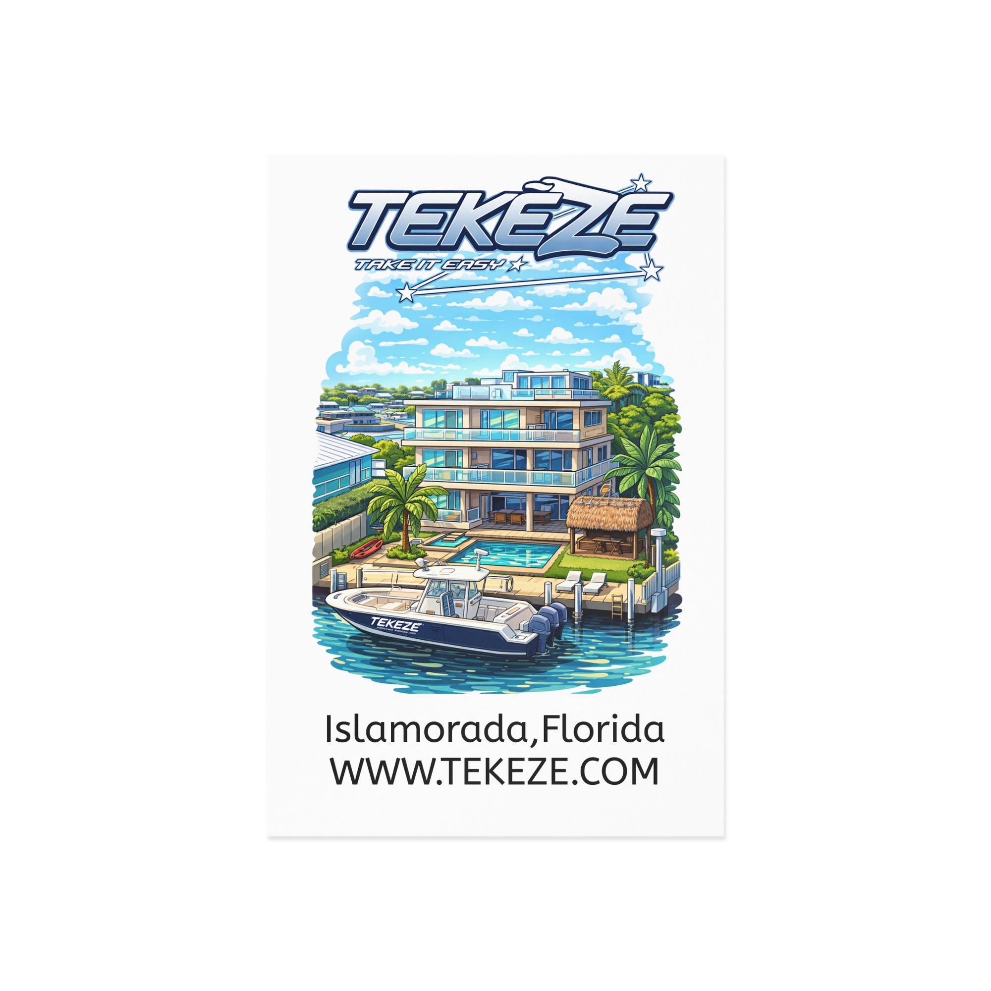 Tekeze Florida Keys Illustration Postcard | Islamorada Florida Postcard